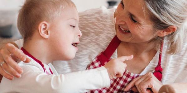 Mother and child cooking together